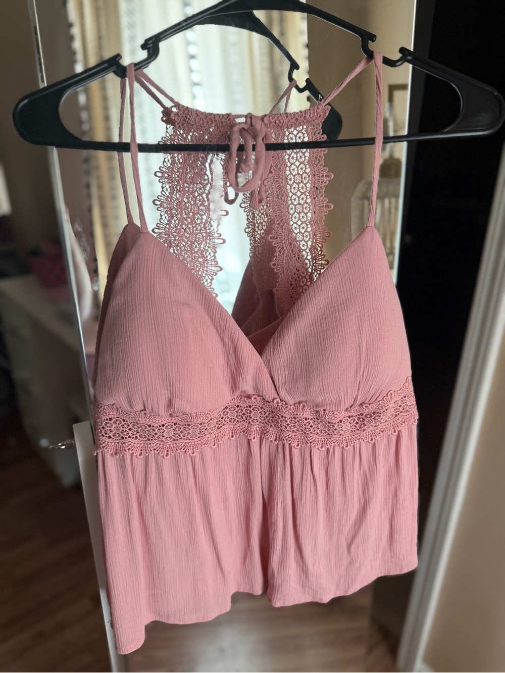 No Boundaries Dusty Pink Lace-Back Cami